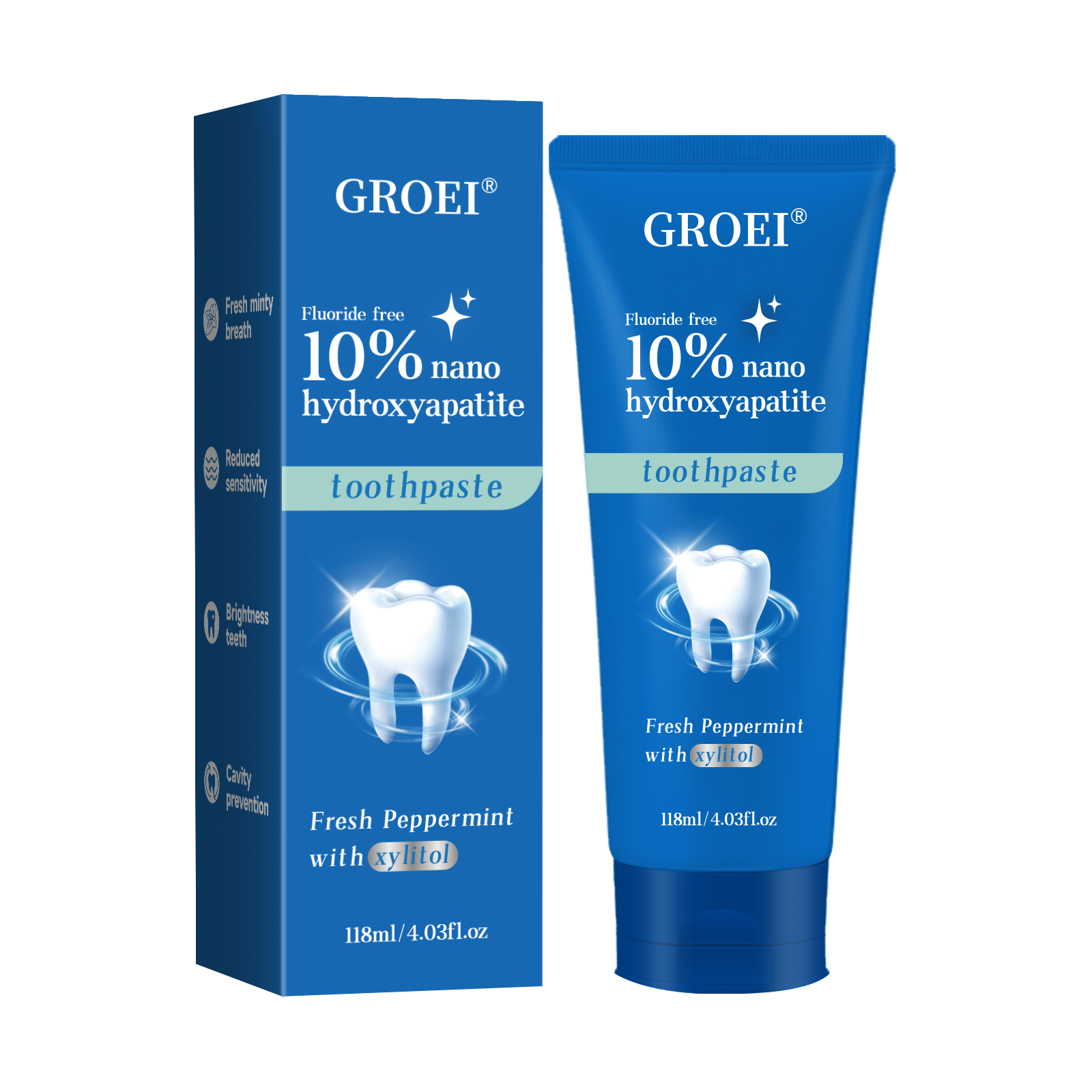 Teeth Whitening That Works - GROEI 10% Nano Hydroxyapatite Toothpaste 118ml