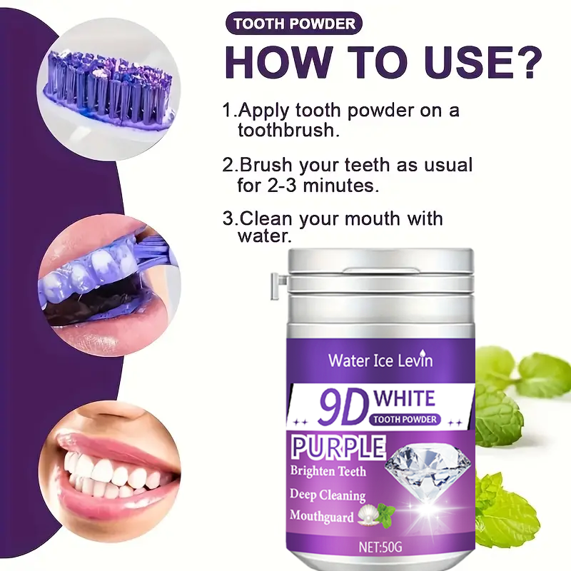 9D White Purple Toothpowder. B - Teeth Paint Whitening 리뷰 및 가격